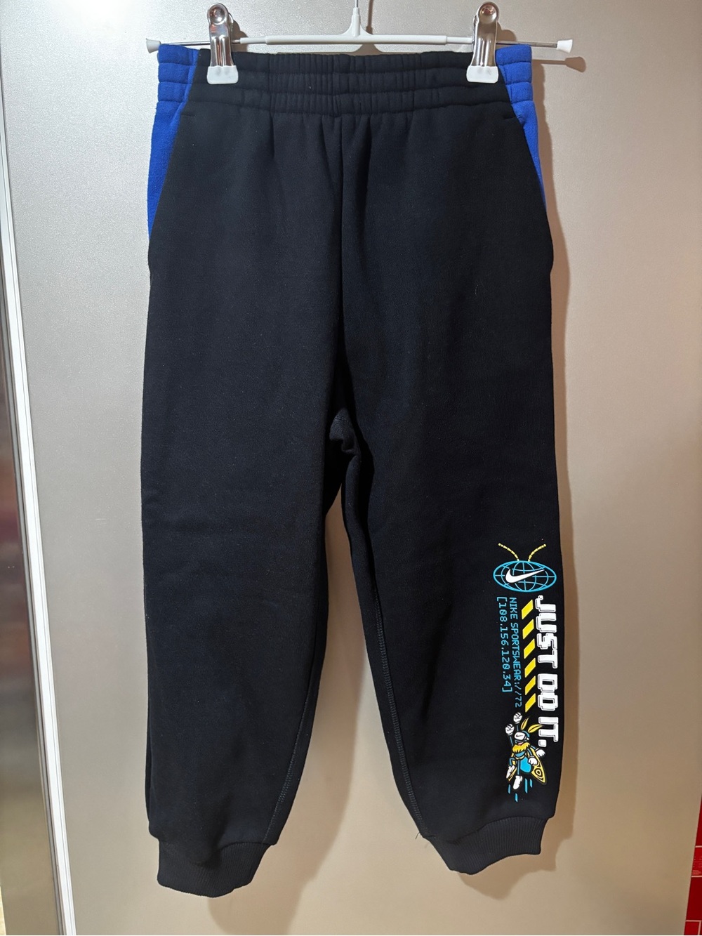 Nike Boys Just Do It Fleece Jogger Pants Black Blue NWT